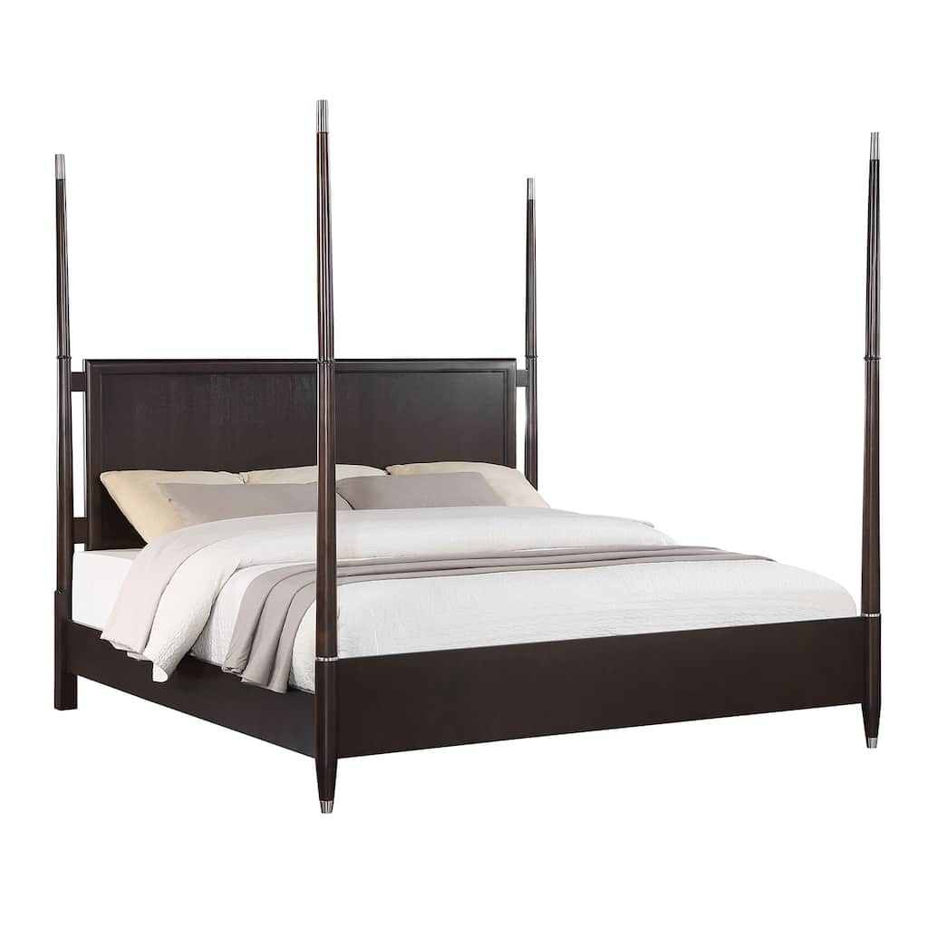 Wooden Poster Bed with Tapering Posts in Brown