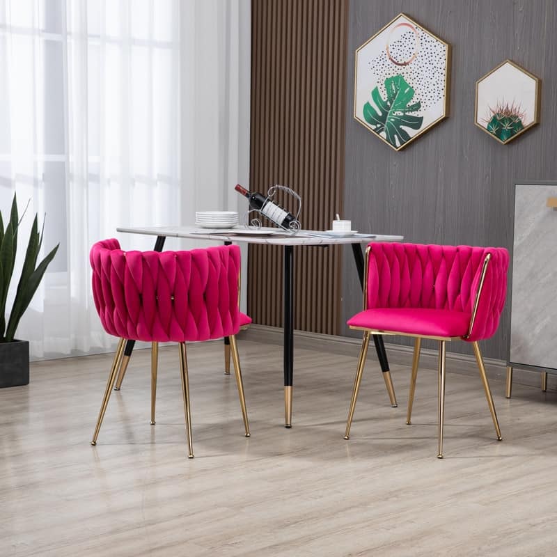 SEYNAR Modern Glam Velvet Dining Side Chair Set of 2 with Gold Metal Frame