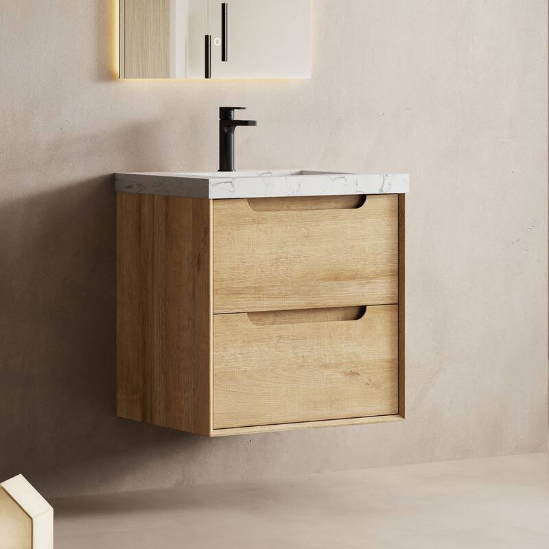 Prismis 24" 30" Wall-Mount Premium Bathroom Vanity with Upgraded Top