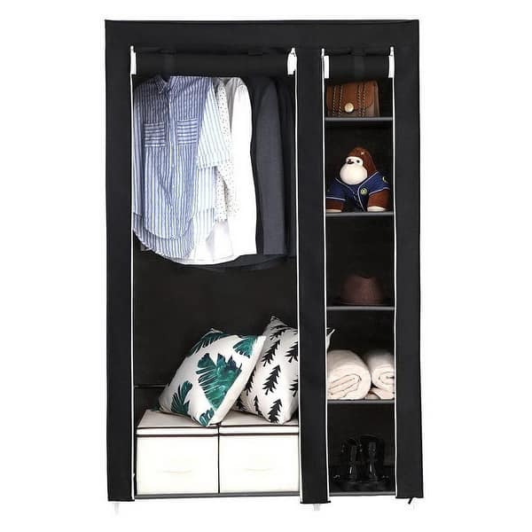 68 Portable Clothes Closet Non-Woven Fabric Organizer Closet - Black
