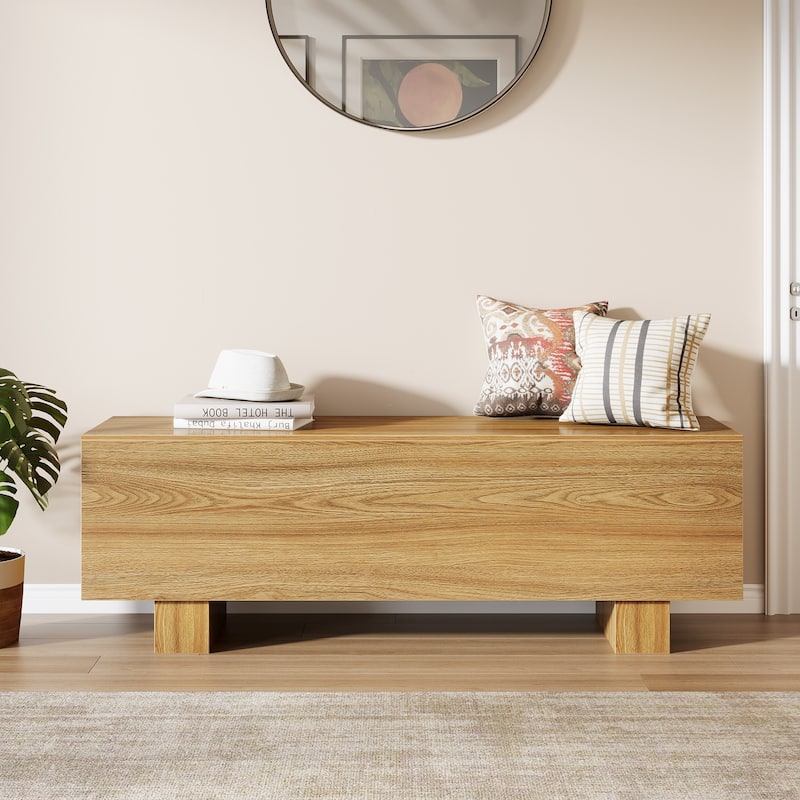 Industrial Farmhouse Entryway Bench Wooden End of Bed Bench
