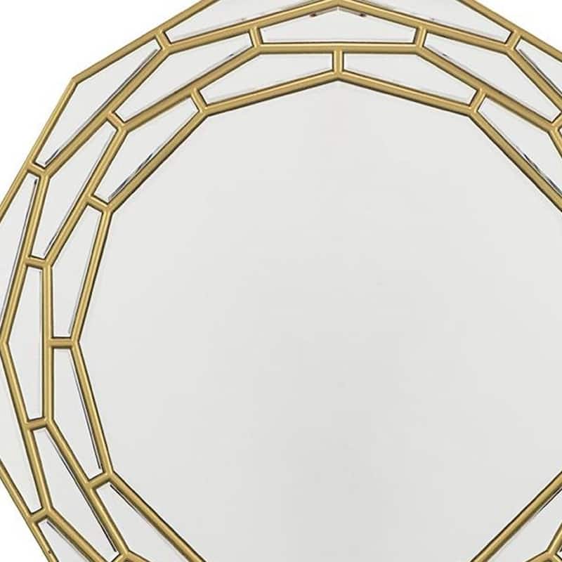 HomeRoots 35" Gold Round Framed Accent Mirror - 35.4' X '35.4' X '0.7