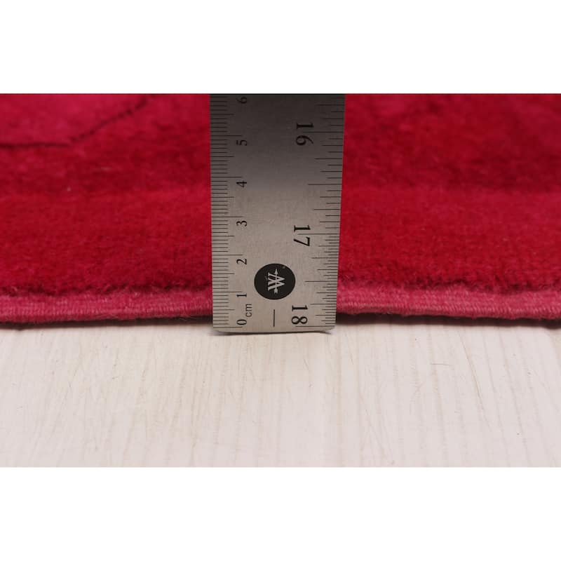 ECARPETGALLERY Hand-knotted Color Transition Dark Pink Wool Rug - 7'8 x 10'6