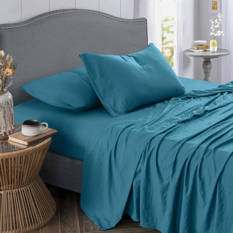 Sweet Home Collection Vintage Wash MIcrofiber Crinkle Sheet Sets