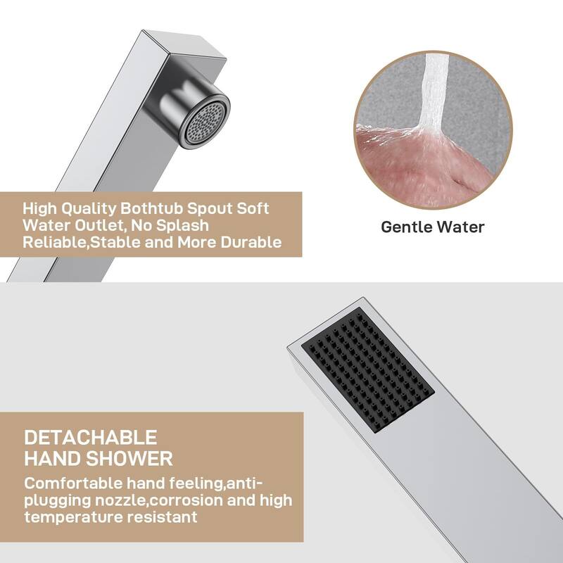 Freestanding Bathtub Faucet, Floor-Mount Tub Filler Chrome