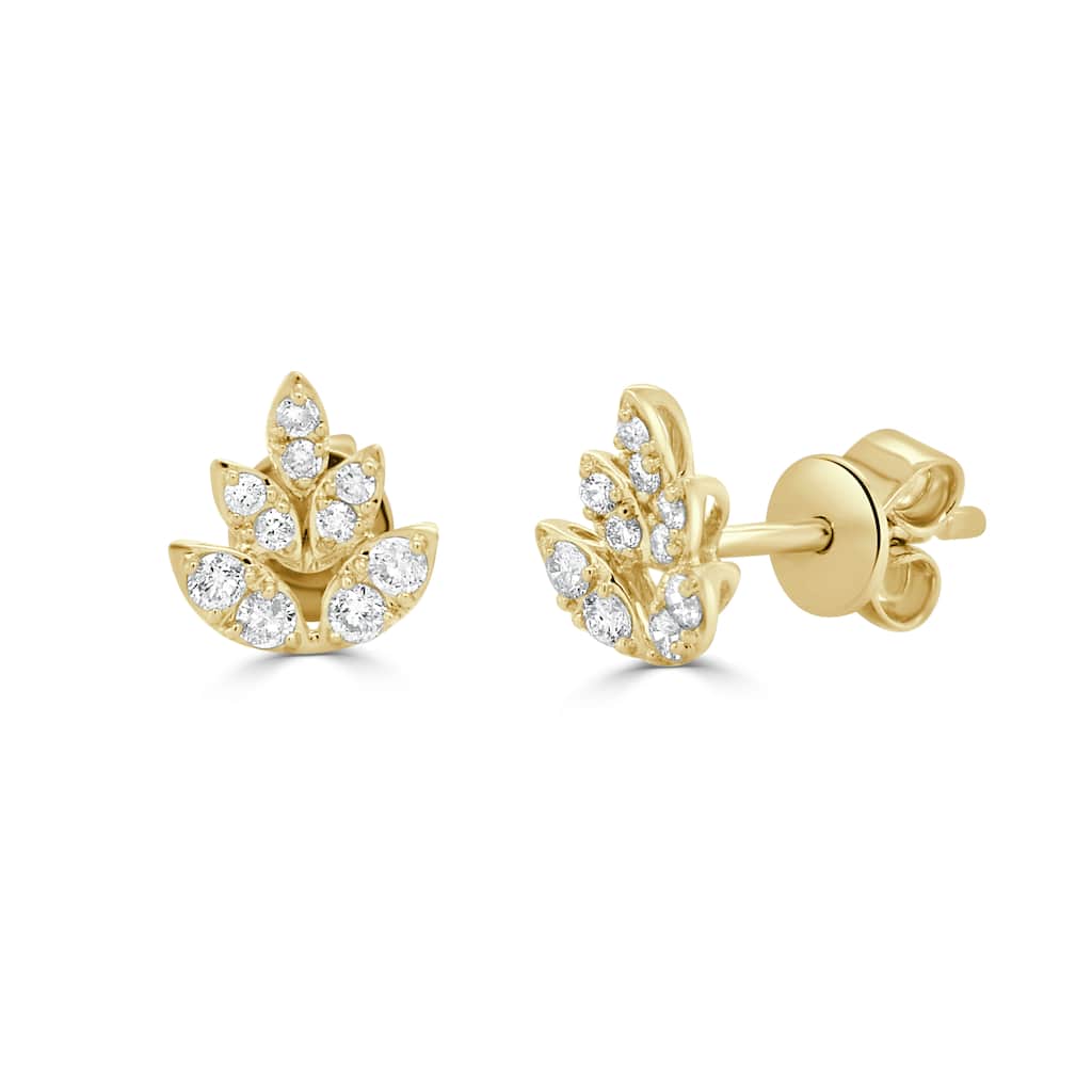 Joelle Collection Diamond Leaf Earrings 14K Gold