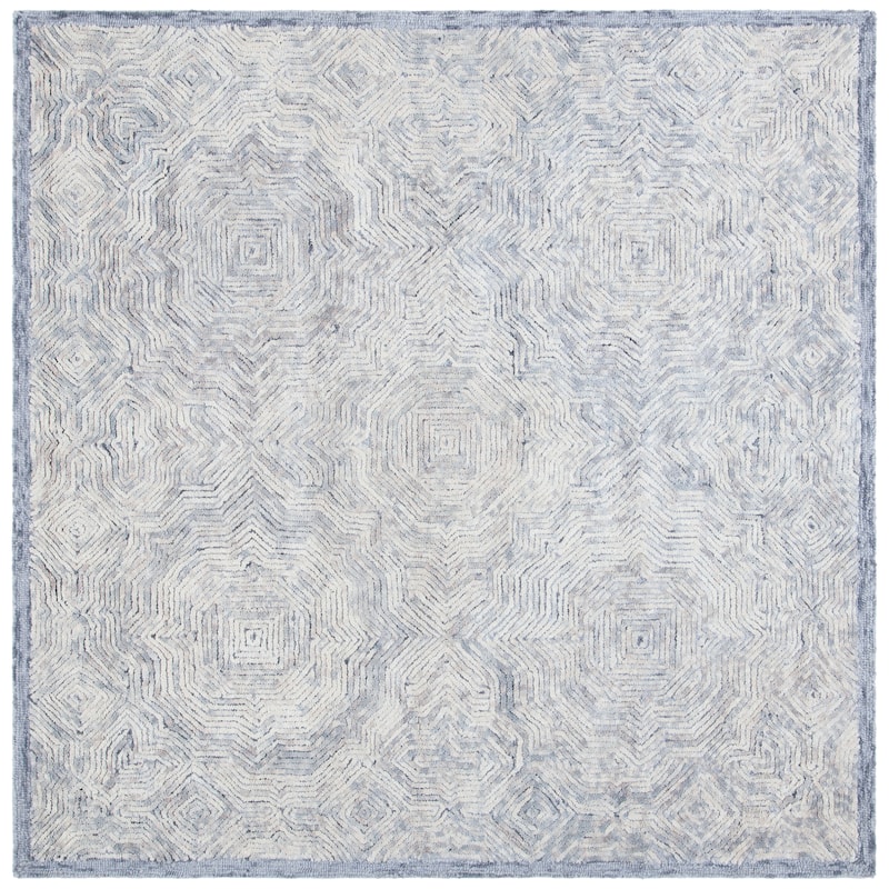 SAFAVIEH Handmade Ikat Robbie Wool Rug - 6' Square - Silver
