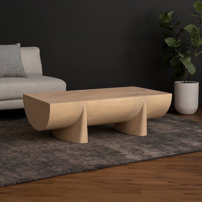 Wilhelm Coffee Table 48 inch Curved Rectangular Whitewash Mango Wood
