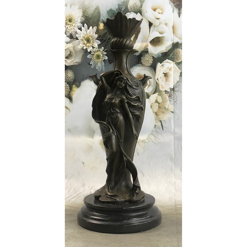 Signed Art Deco Sexy Woman By Cheret Bronze Sculpture Marble Base Figurine Deal