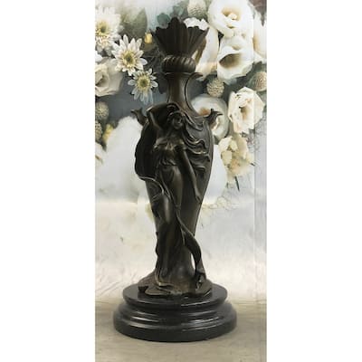 Signed Art Deco Sexy Woman By Cheret Bronze Sculpture Marble Base Figurine Deal