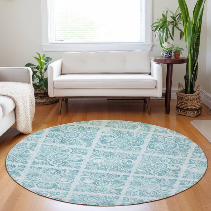 Machine Washable Indoor/ Outdoor Chantille Mosaic Rug
