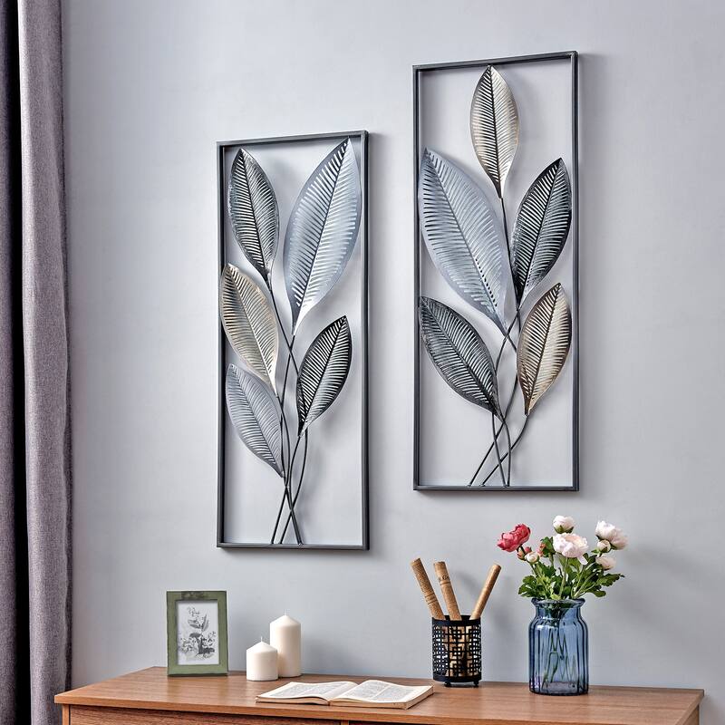 FirsTime & Co. Antique Gold & Metal Metallic Leaves Wall Decor Set