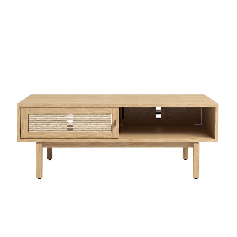 Studio London Lucas Storage Oak Wood Coffee Table for Living Room