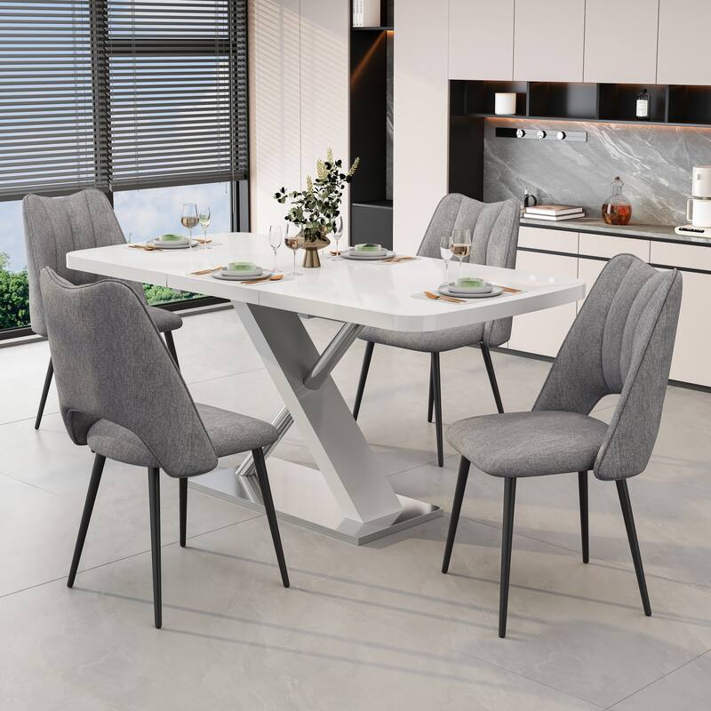 4-Chair Set Combination, Modern and Simple, With High Resilience Filling, Metal Legs, Adjustable Feet