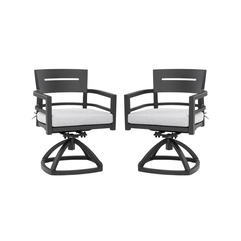 2-Piece Outdoor Aluminum Swivel Rocker Set with Sunbrella Fabric Cushions - Ember Black‌ - Ember Black