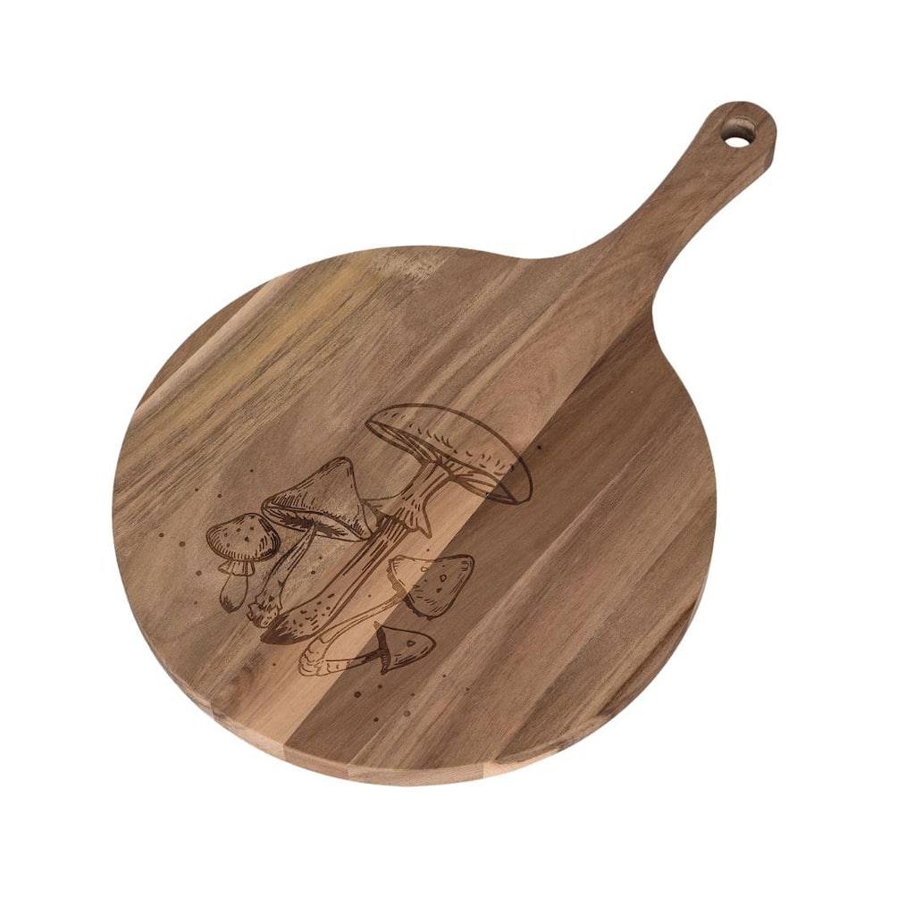 Transpac Wood Mushrooms Round Serving Board Home Decorations Spring