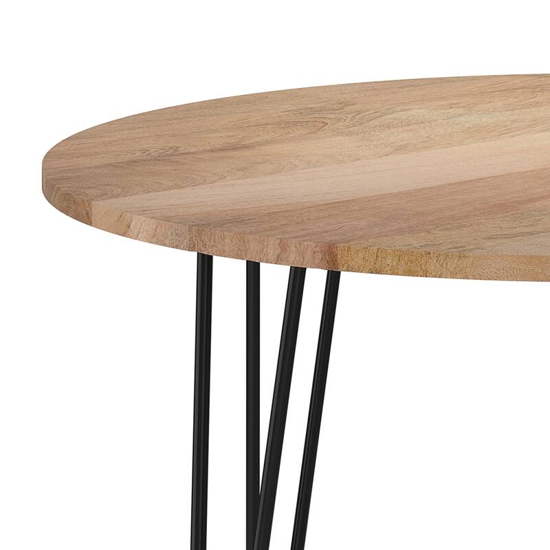 WYNDENHALL Moreno SOLID MANGO WOOD and Iron 45 x 45 inch Round Industrial Dining Table in Natural - 45"d x 45"w x 29.5"h