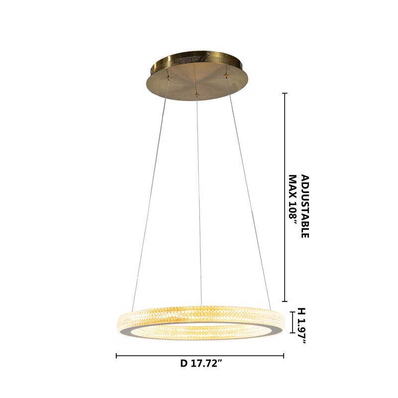 1-Light Sand Gold LED Chandelier With A Clear Acrylic Diffuser