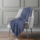 preview thumbnail 67 of 76, Premium Machine Washable Boho Stripes Sherpa Throw Blanket Navy - 4'2" x 5'10"