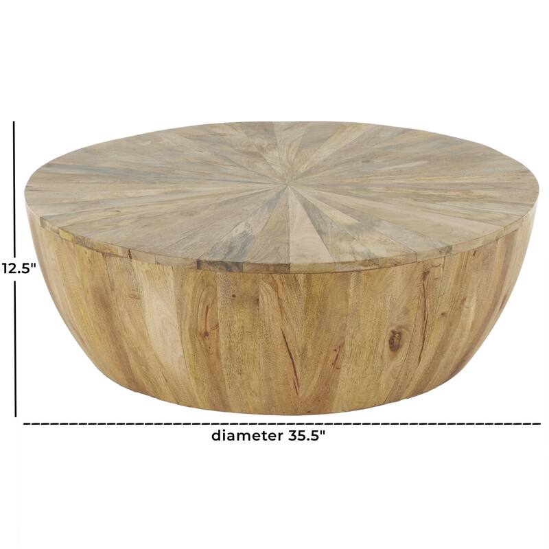 Brown Mango Wood Handmade Round Living Room Coffee Table