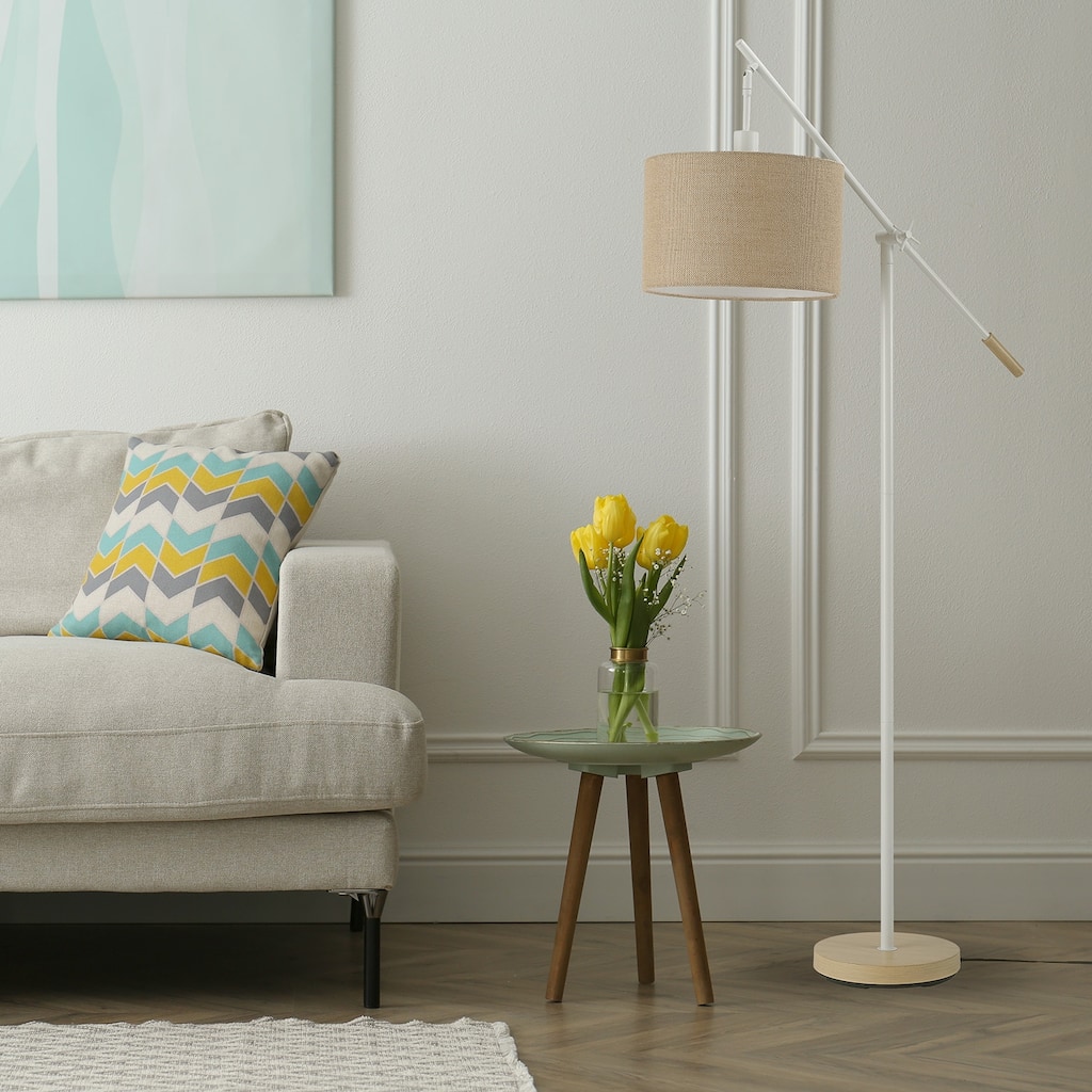 Serena 66" Matte White Dimmable Floor Lamp with Jute Shade - one size