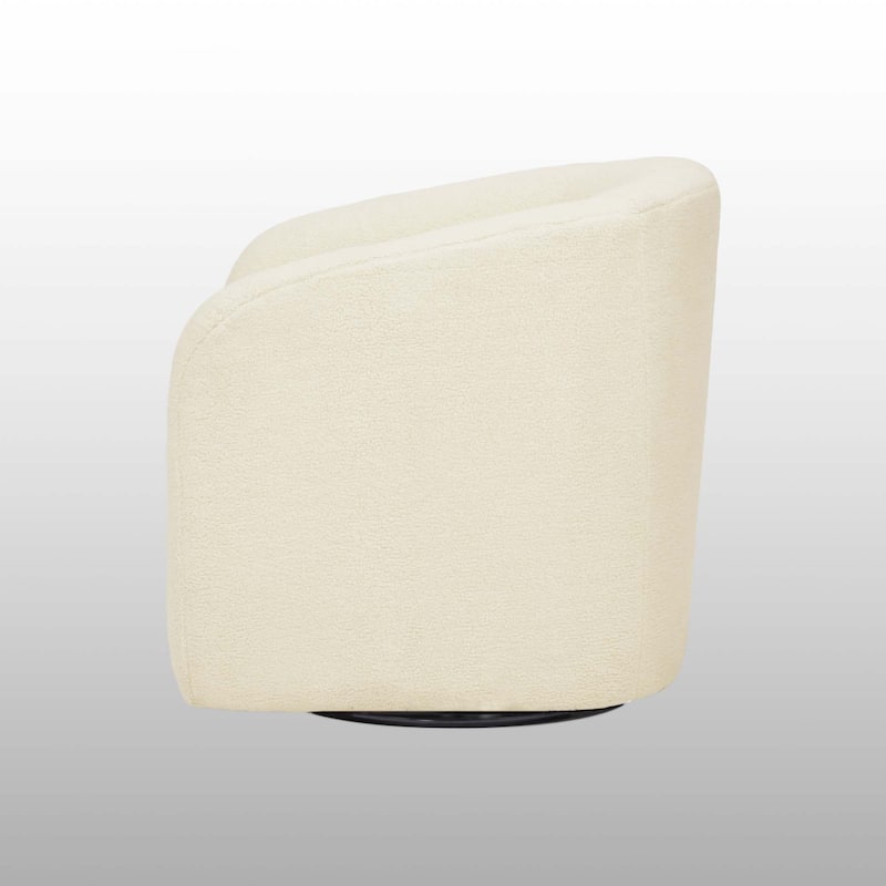 Teamson home - Monroe faux shearing 28.75" Swivel Tub Chair, Ivory - 28"L x 29.5"W x 28.75"H