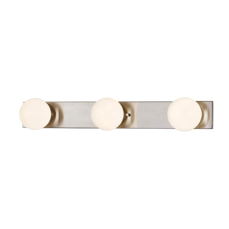 Justice Design Group Luna 3-Light LED Bath Bar with Opal Backing Shade - Brushed Nickel