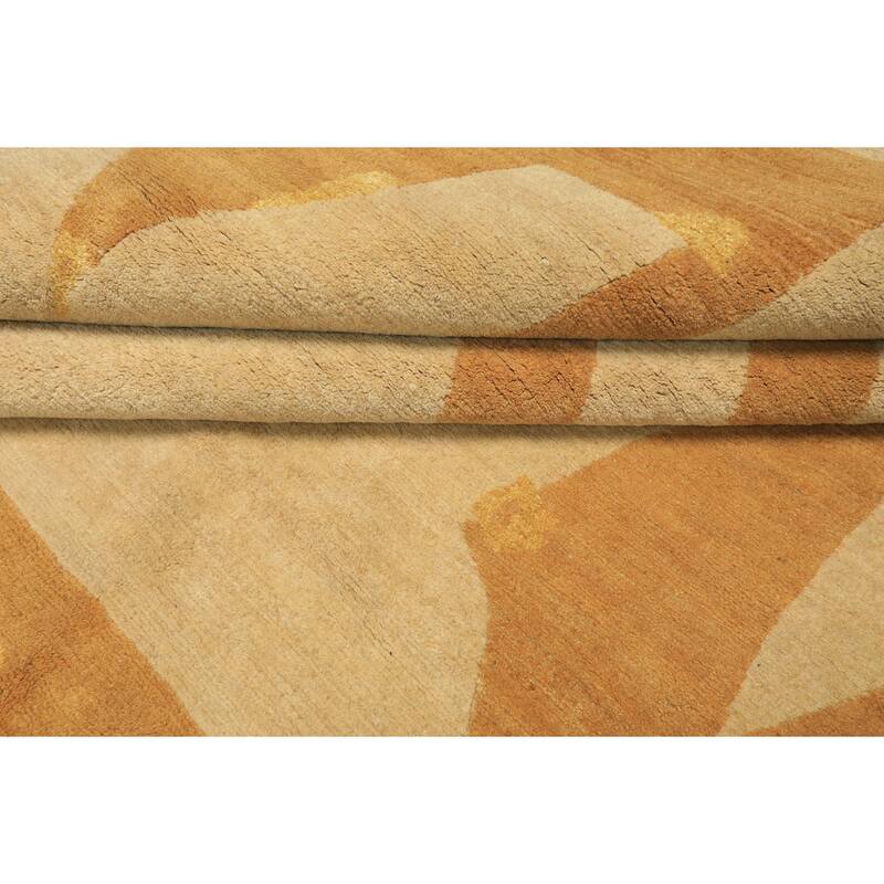 6x8'11'' Tibetano Hand Knotted Wool Beige Modern & Contemporary Art Deco Rug - 6' x 8' 11''