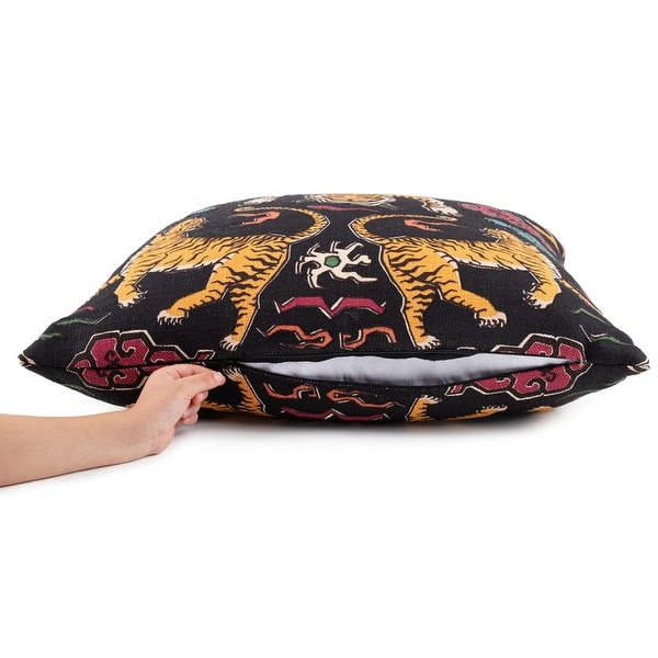 Sherry Kline 22inch Tiger Land Feather Down Fill Pillow Black, Pink