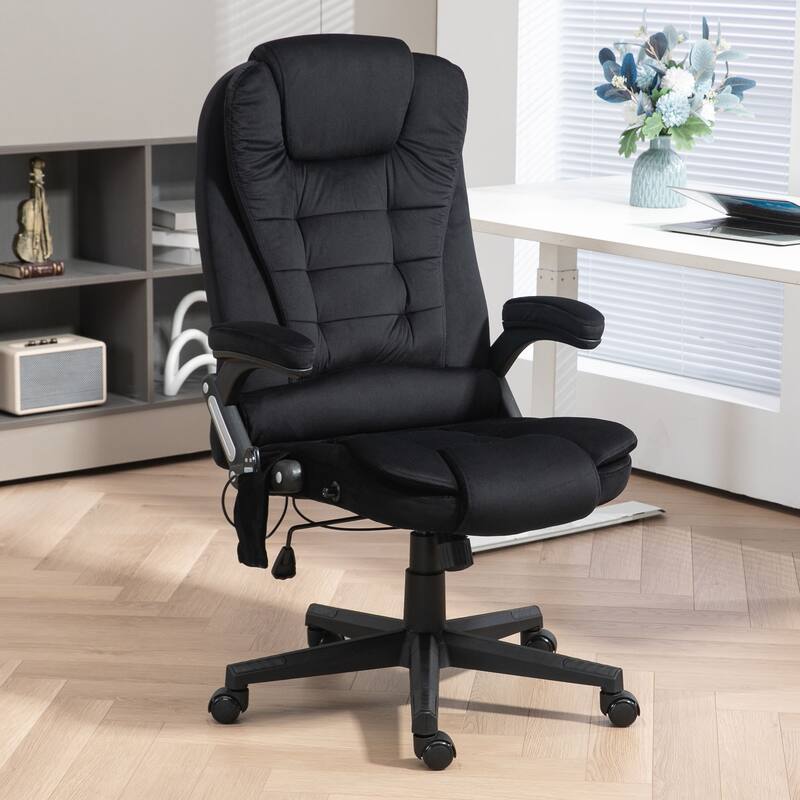 Characteristic Heated Massage Chair Gaming Chair, Black Reclining Executive Chair Computer Chair Drafting Chair with Padded Arm - Black