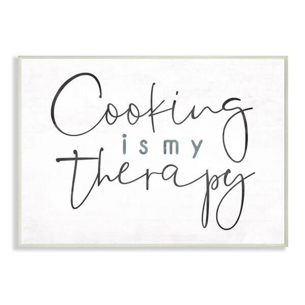 Shop Stupell Industries Cooking Is My Therapy Phrase Blue Black White Wood Wall Art On Sale Overstock 31942008