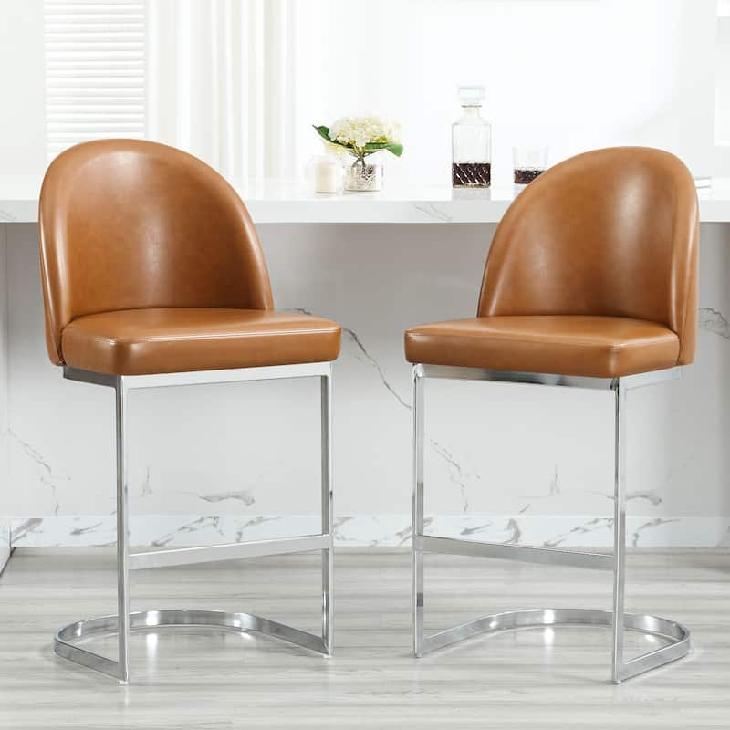 26" Upholstered Counter Stool/ Bar Stools with Metal Legs - 38.8"H x 17.9"W x 20.9"D
