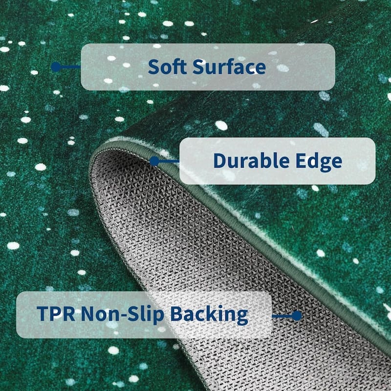 Soft Non-Slip Washable Christmas Santa Claus Area Rugs, Xmas Holiday Decor, Green