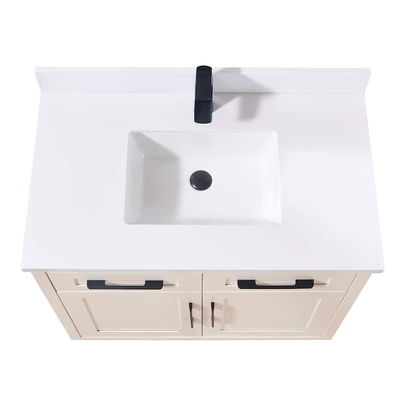 Altair Caorle Bathroom Vanity Countertop in Snow White Finish Without Cabinet