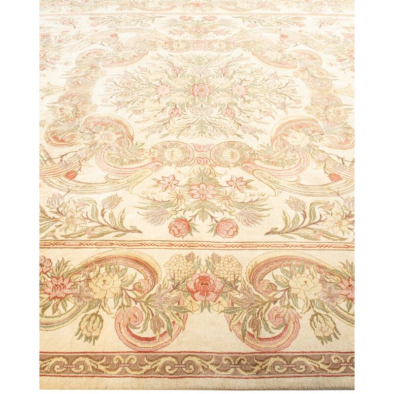 Overton Hand Knotted Wool Vintage Inspired Traditional Mogul Ivory Area Rug - 9 x 12
