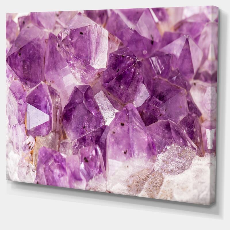 Designart "Purple Amethyst Macro" Abstract Canvas Wall Art Print