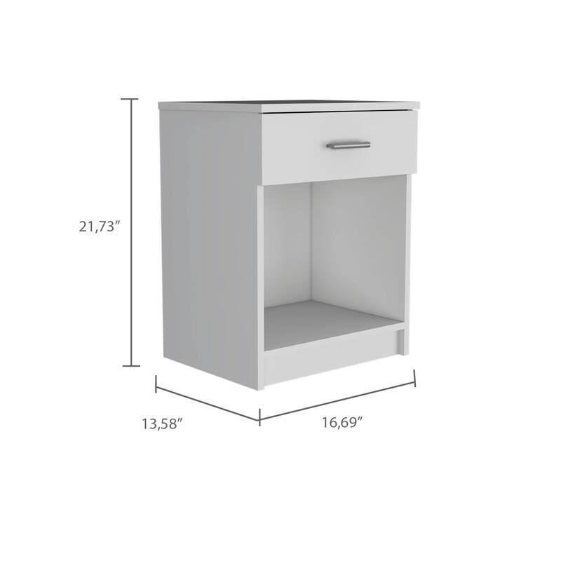 FM Furniture Pictor Nightstand with One Drawer, Lower Shelf, and Superior Top
