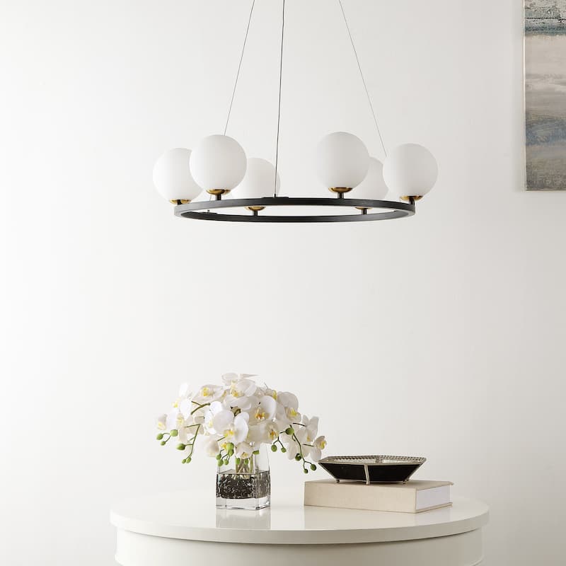 SAFAVIEH Lighting Pomona Chandelier - Matte Black - 25"W x 25"D x 85"H