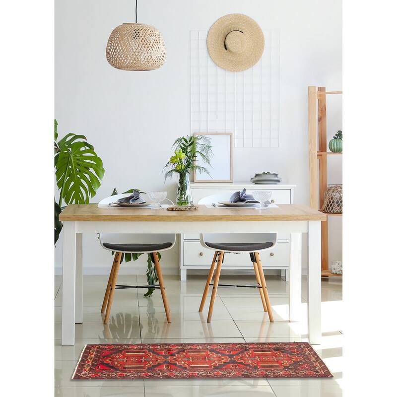 ECARPETGALLERY Hand-knotted Teimani Red Wool Rug - 2'9 x 6'5