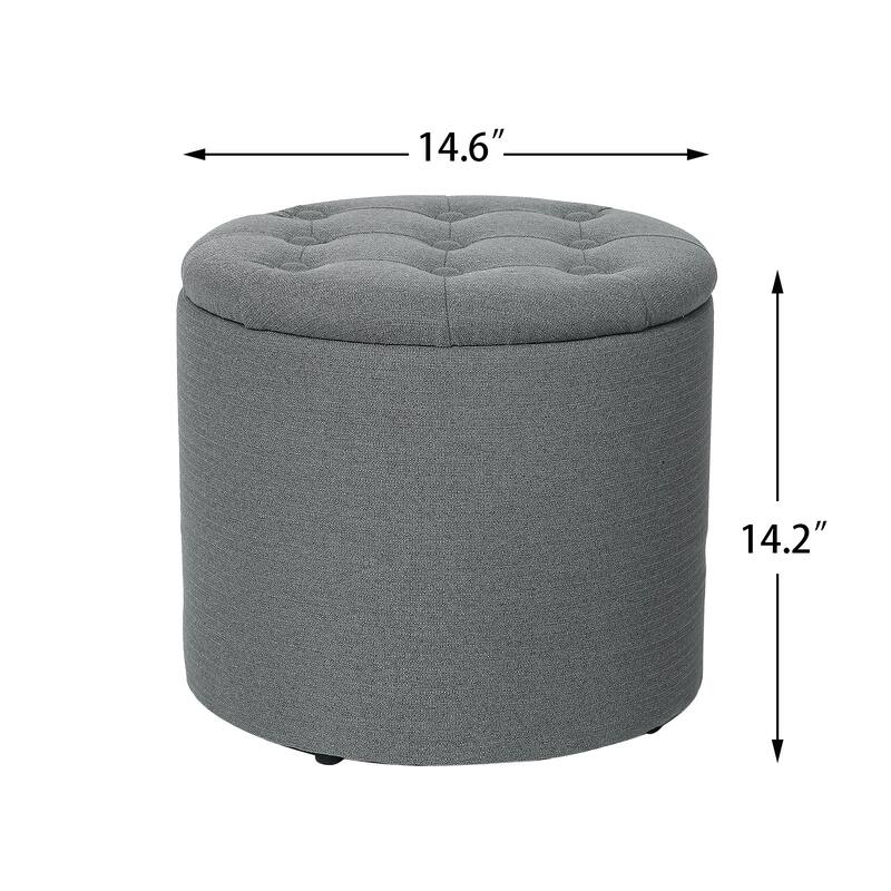 Adeco Round Footstool with Removable Lid Footrest Storage Ottomans