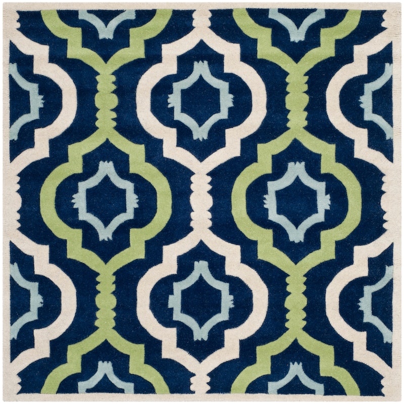 SAFAVIEH Handmade Chatham Vaka Modern Wool Rug - 7' Square - Dark Blue/Multi