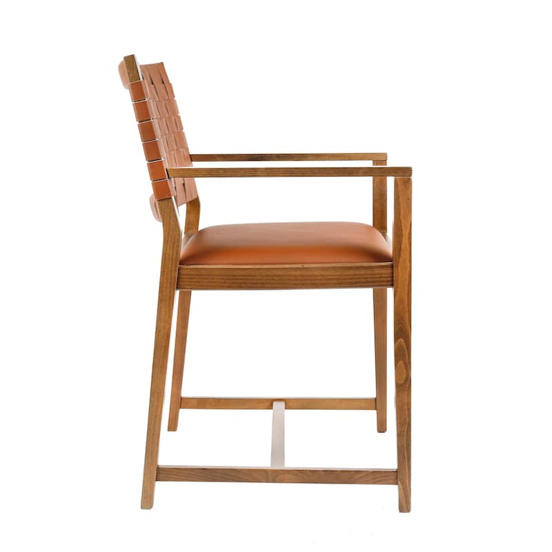 Linon Edrem Mid-Century Brown Leather Arm Chair