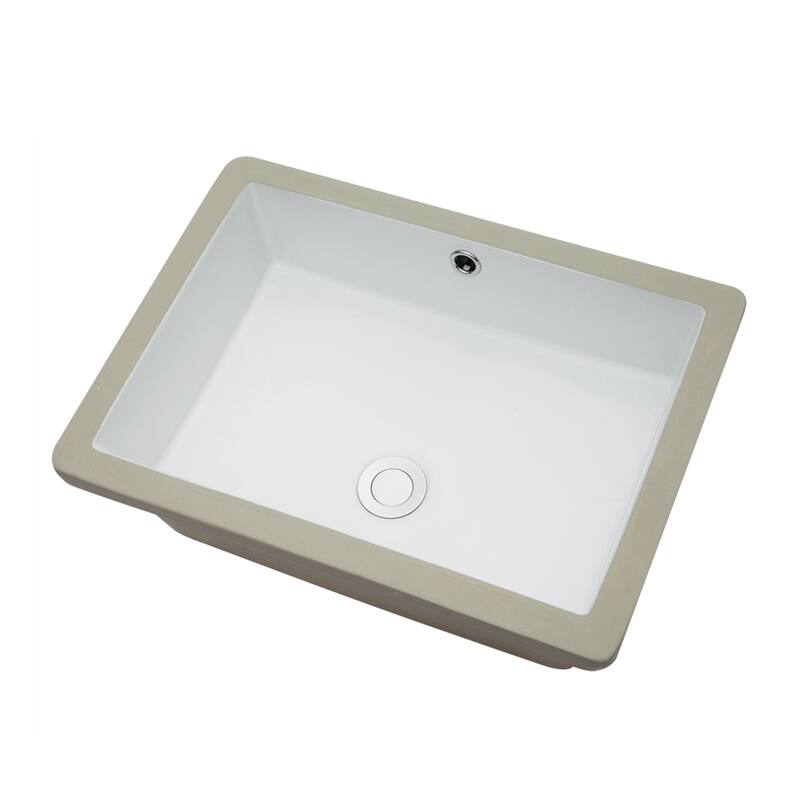 White Ceramic Handmade Rectangular Undermount Bathroom Sink