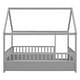 preview thumbnail 33 of 35, Wooden Floor Bed with House Roof Frame and Guardrails