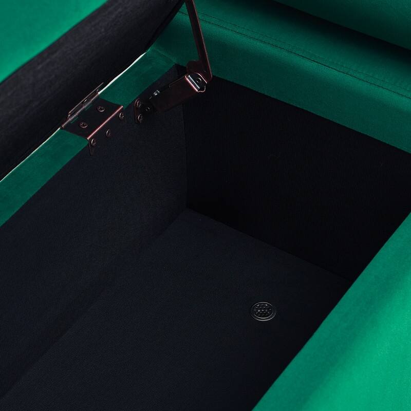 Upholstered Storage Bench with Cylindrical Arms
