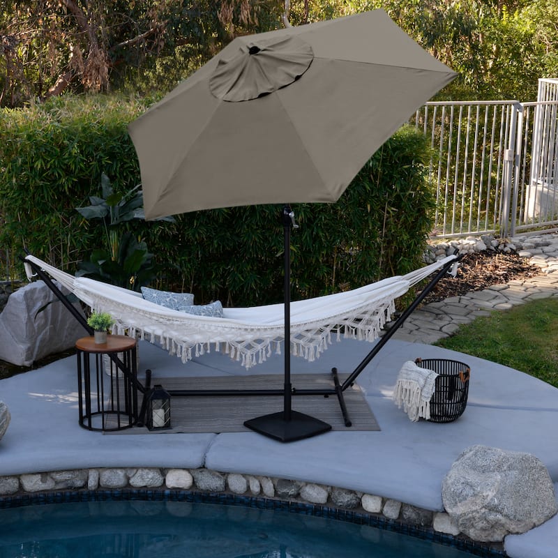 Astella 9' Crank Open Push Button Tilt Outdoor Patio Umbrella