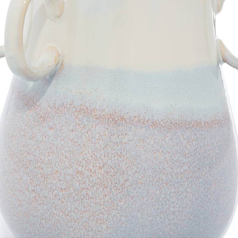 Ceramic Vase with Handles - Set of 2 White - Roche River Decor - 9"W x 10"L x 12"H