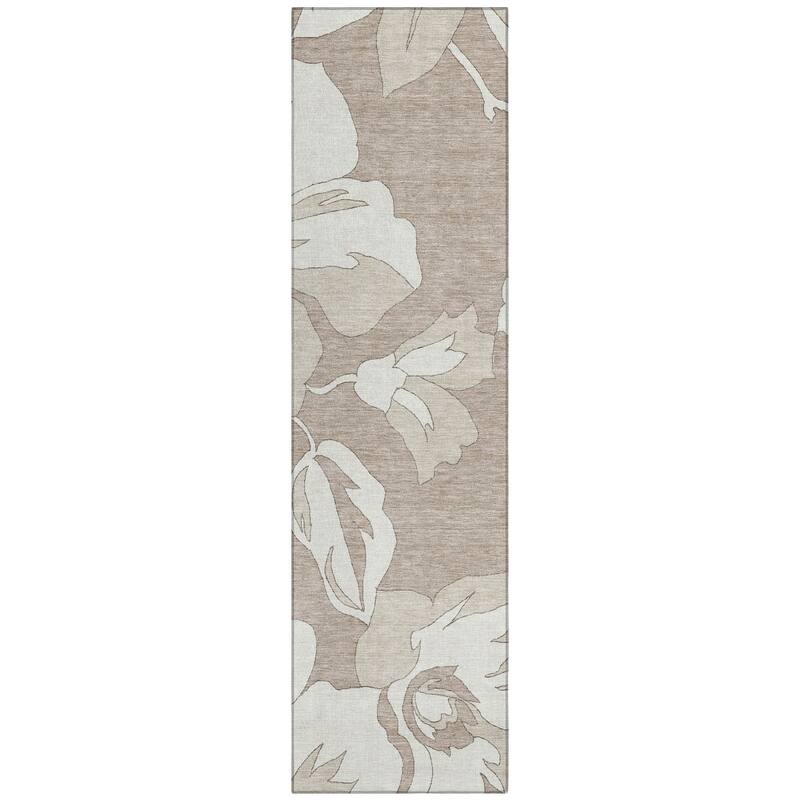 Machine Washable Indoor/ Outdoor Chantille Floral Contemporary Rug