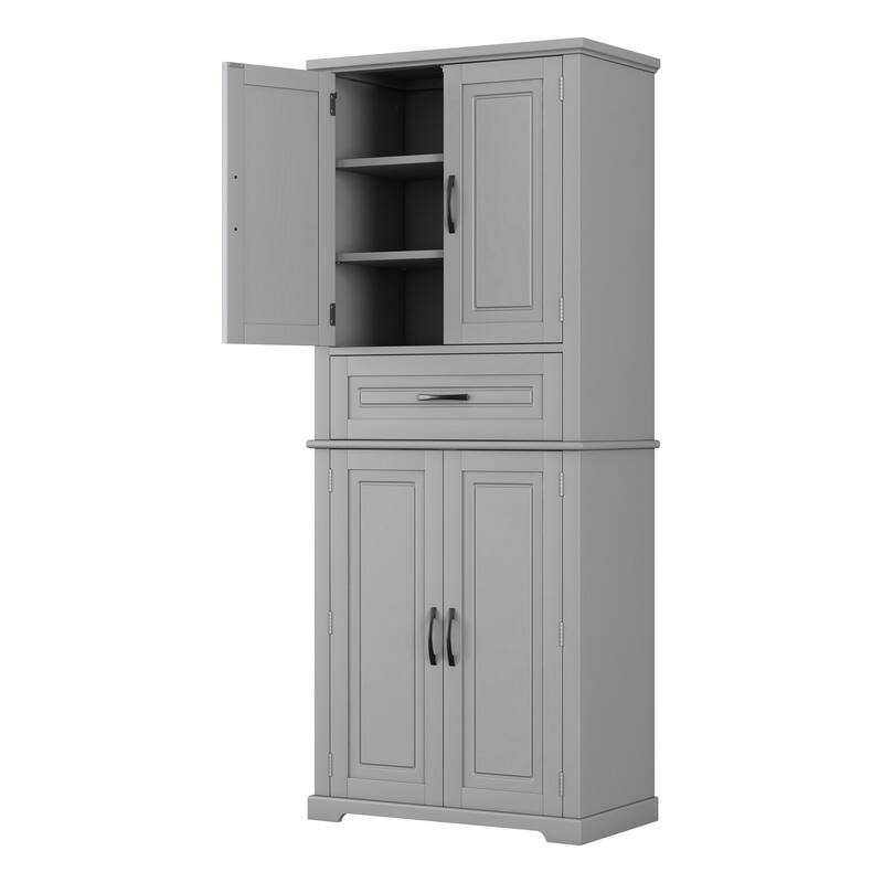 Bathroom Cabinet Clothes Cabinet with Adjustable Rack, Storage Cabinet Floor Cabinet with Soft-Close Hinges