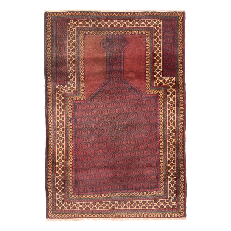 ECARPETGALLERY Hand-knotted Teimani Dark Red Wool Rug - 2'11 x 4'4